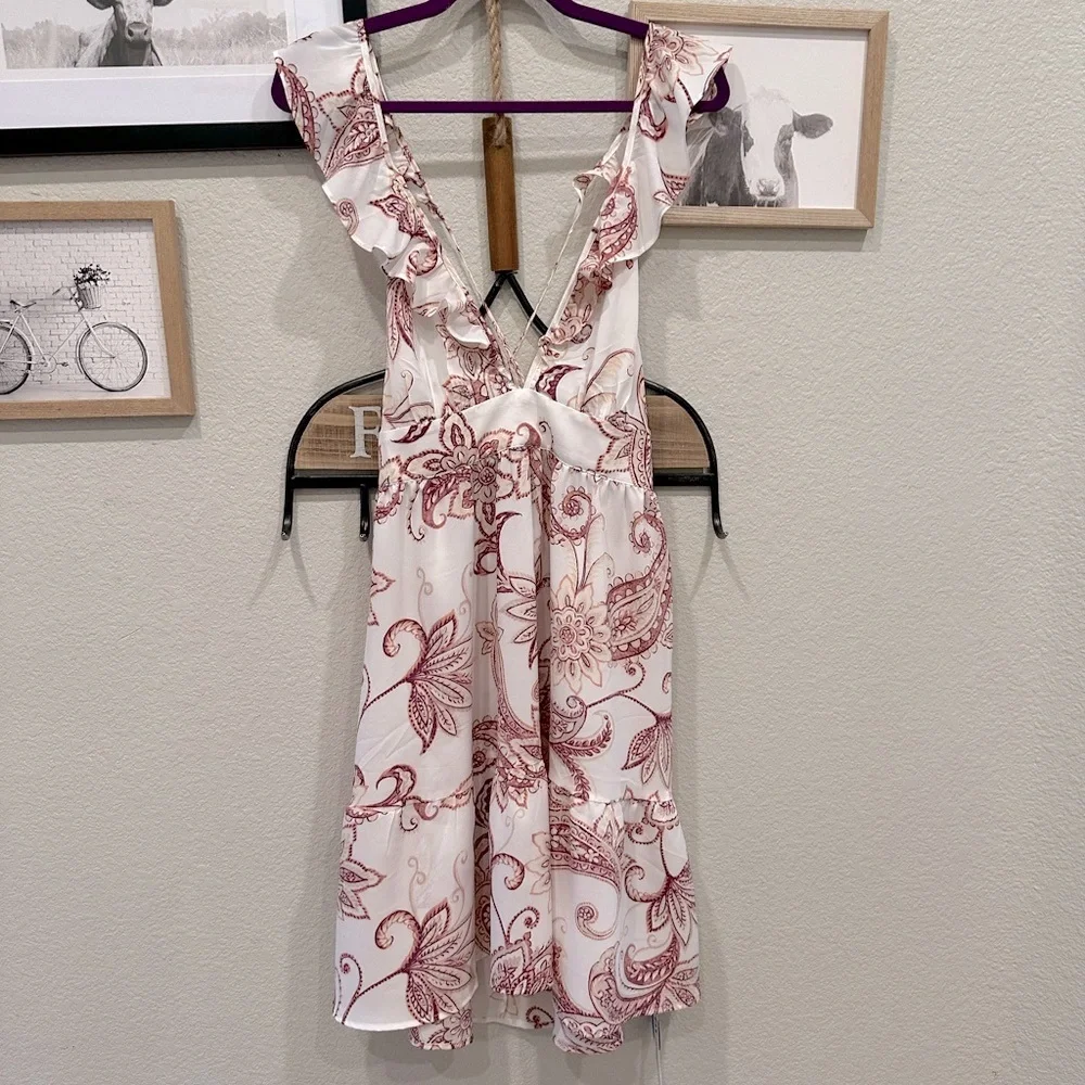 New! Cupshe Boho Mini Dress Paisley Print Size Medium - Picture 2 of 16